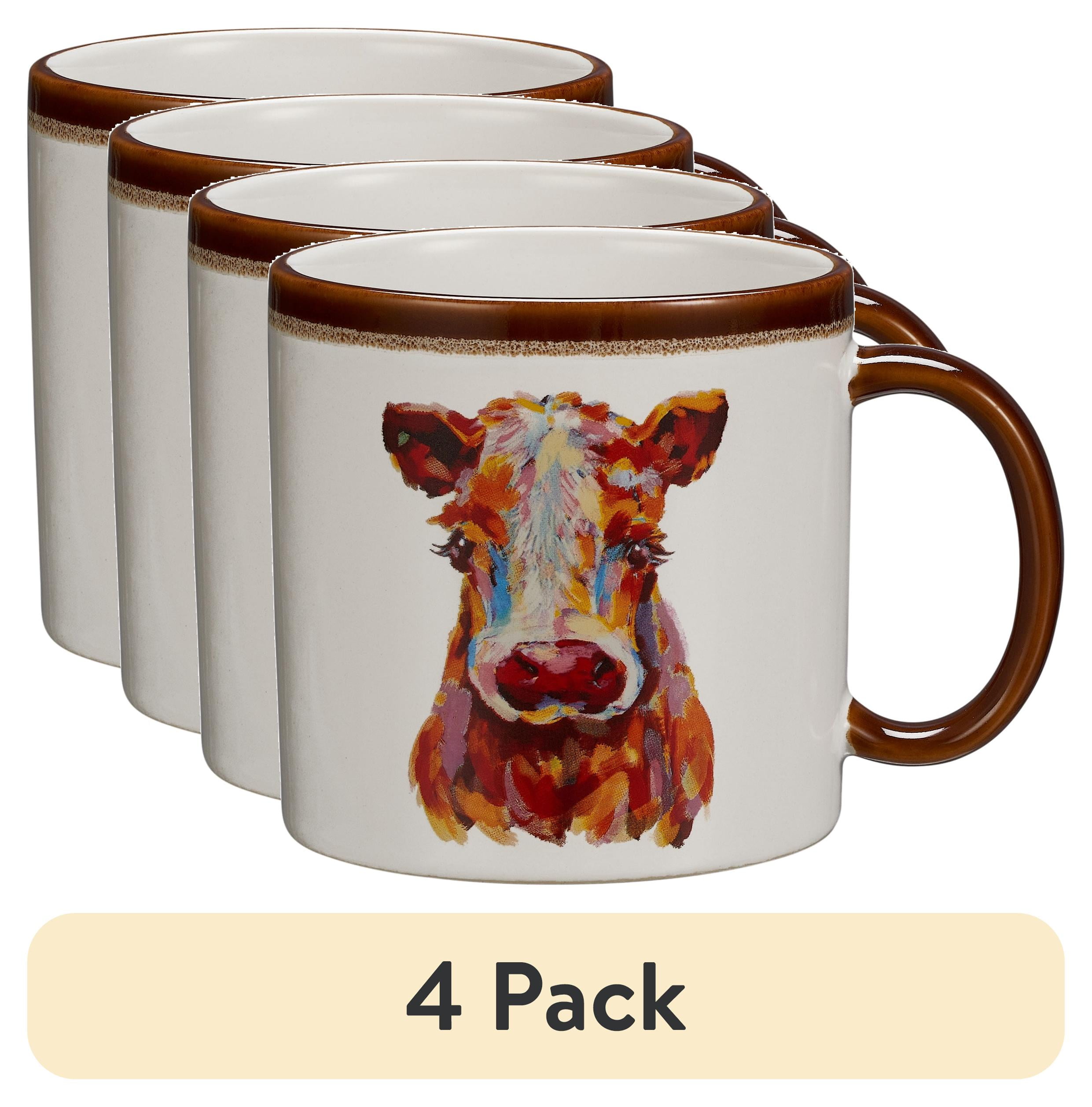 Mainstays Farm Cow Sculpted Stoneware Mug, 19.27 Ounces, White