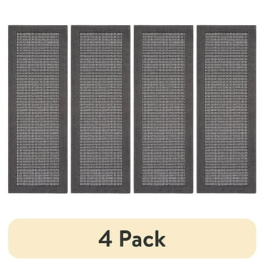 (4 pack) Mainstays Farmhouse Faux Sisal Olefin Gray Border Indoor Runner Rug, 1'9"x5'