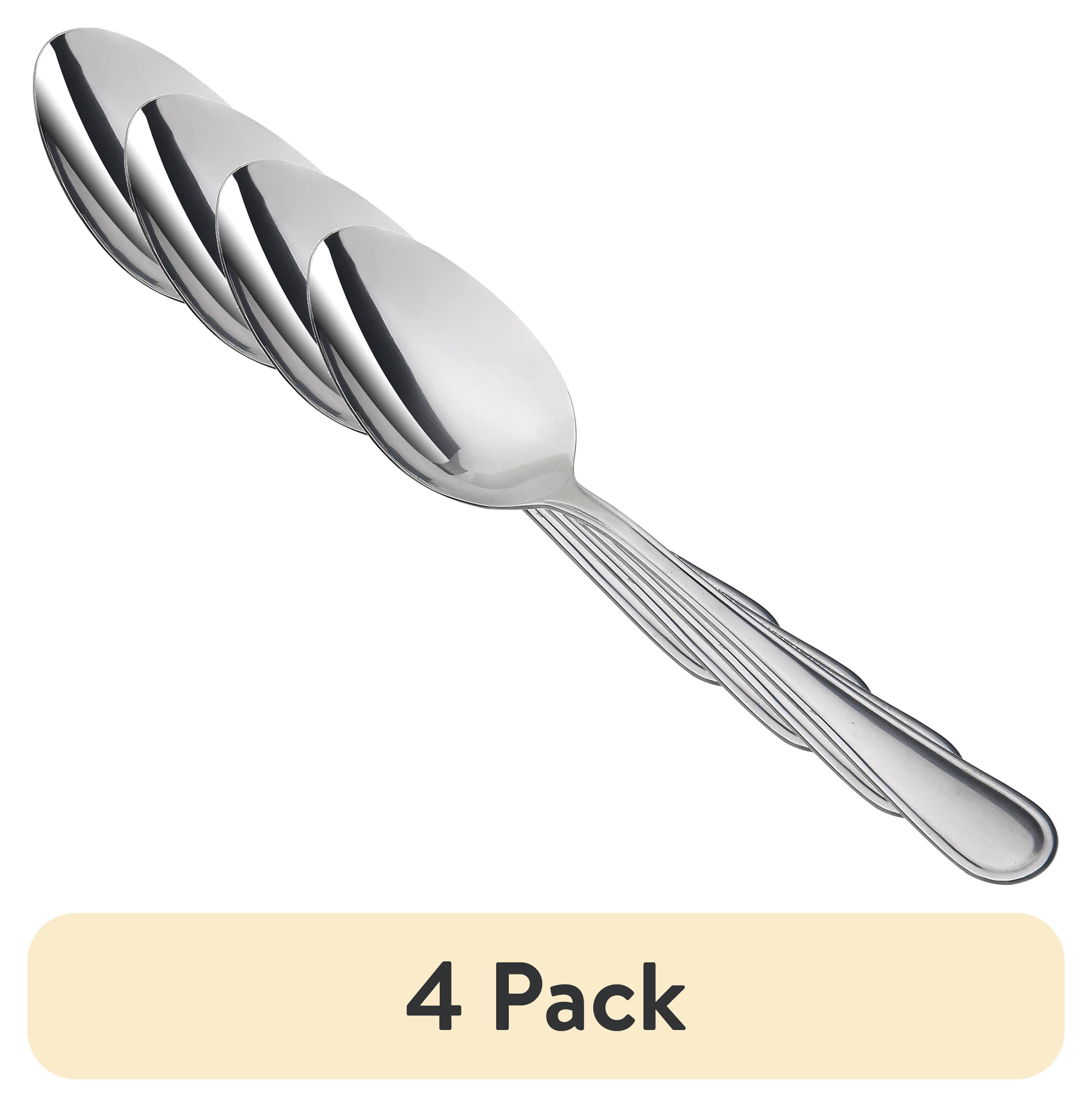 (4 pack) Mainstays Stainless Steel Serving Spoon 1-Piece, Silver Tableware
