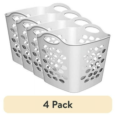 (4 pack) Mainstays Flexible Square Dot Laundry Basket, White