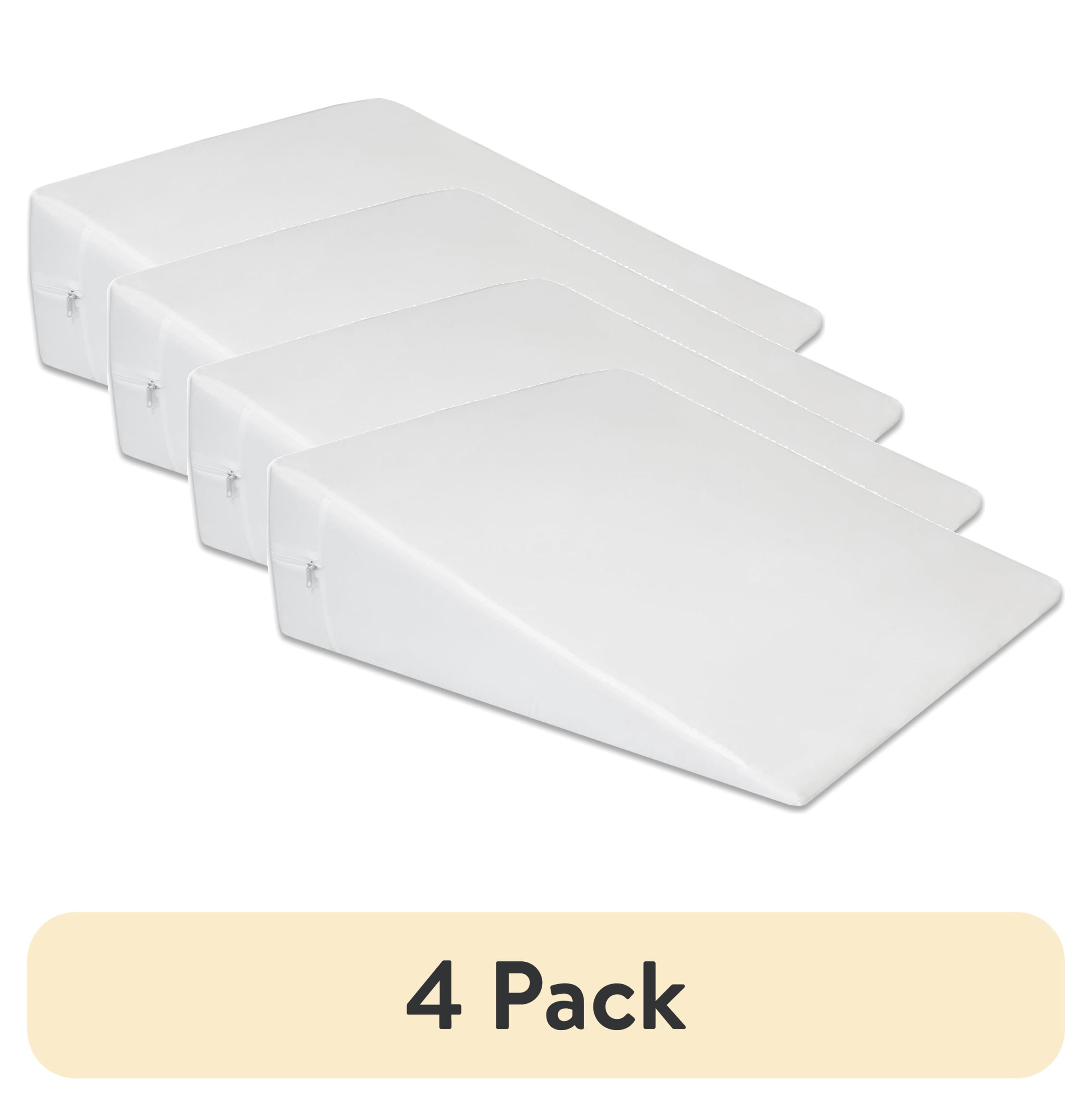 (4 pack) Mainstays Foam Wedge Pillow, White, 24 in x 22 in x 7.5 in