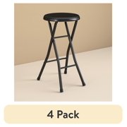 (4 pack) Mainstays Folding Vinyl Padded Counter Stool, Black