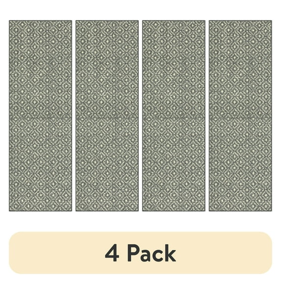 (4 pack) Mainstays Geometric Diamond Black Tonal Olefin Indoor Runner Rug, 1'8"x5', Skid-Resistant