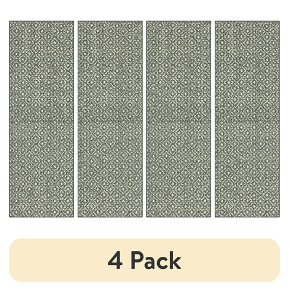 (4 pack) Mainstays Geometric Diamond Black Tonal Olefin Indoor Runner Rug, 1'8"x5', Skid-Resistant