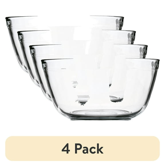 (4 pack) Mainstays Glass Mixing Bowl, 4 Quart