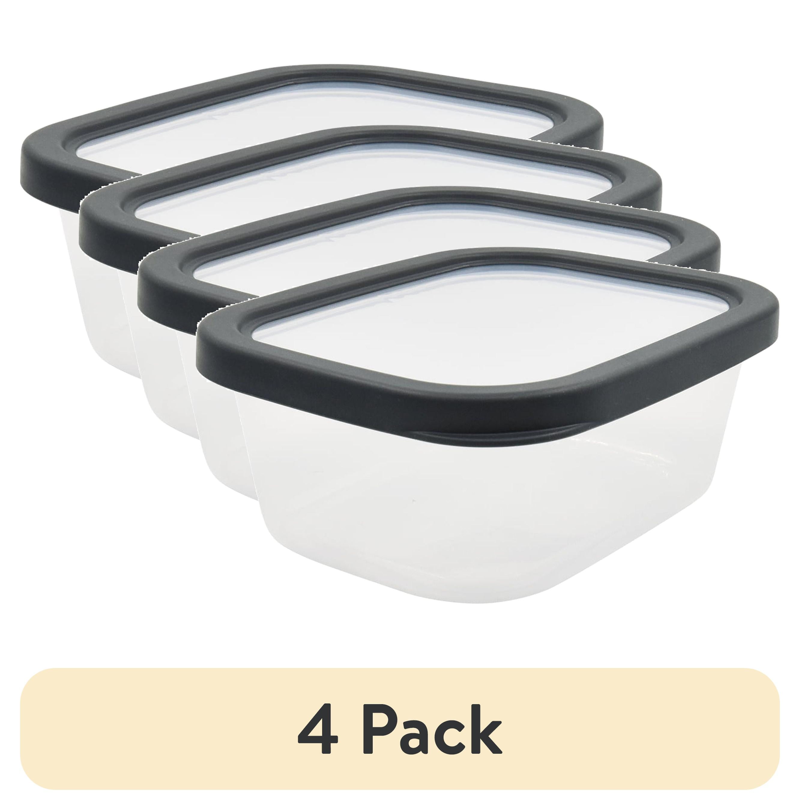 (4 pack) Mainstays Gray Plastic Durable Food Storage Containers (2 Count)