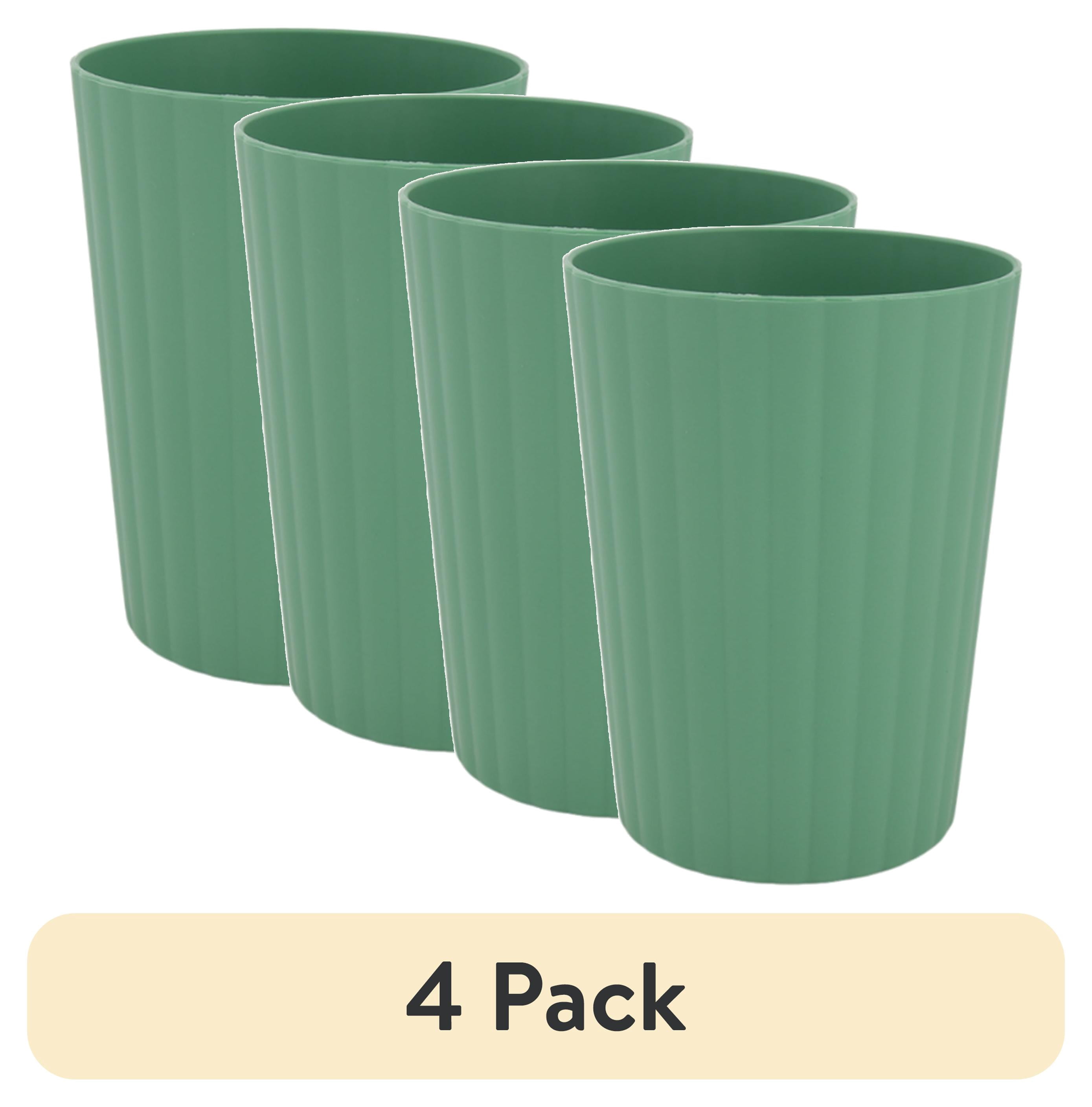 (1 pack) Mainstays - Green Round Plastic Tumbler, Ribbed, 18-Ounce