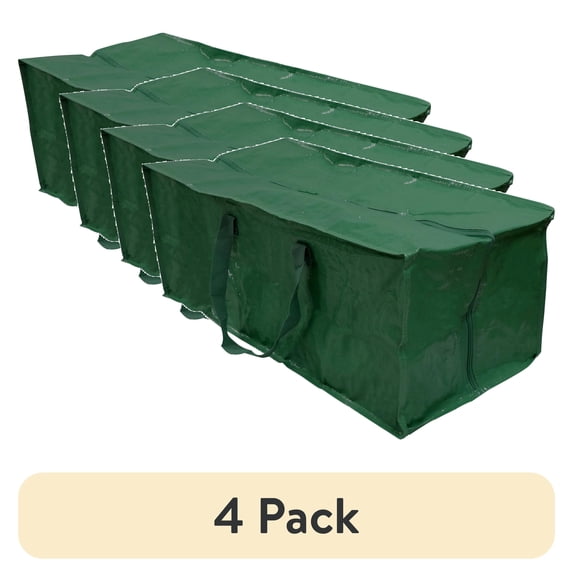 (4 pack) Mainstays Heavy Duty 20 Gallon Storage and Moving Bag, Green, with Dual Handles and Straps