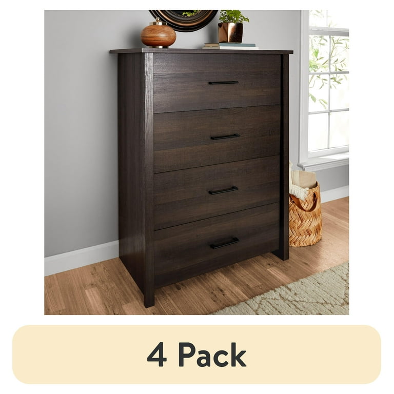 4 pack) Mainstays Hillside 4-Drawer Vertical Dresser, Espresso
