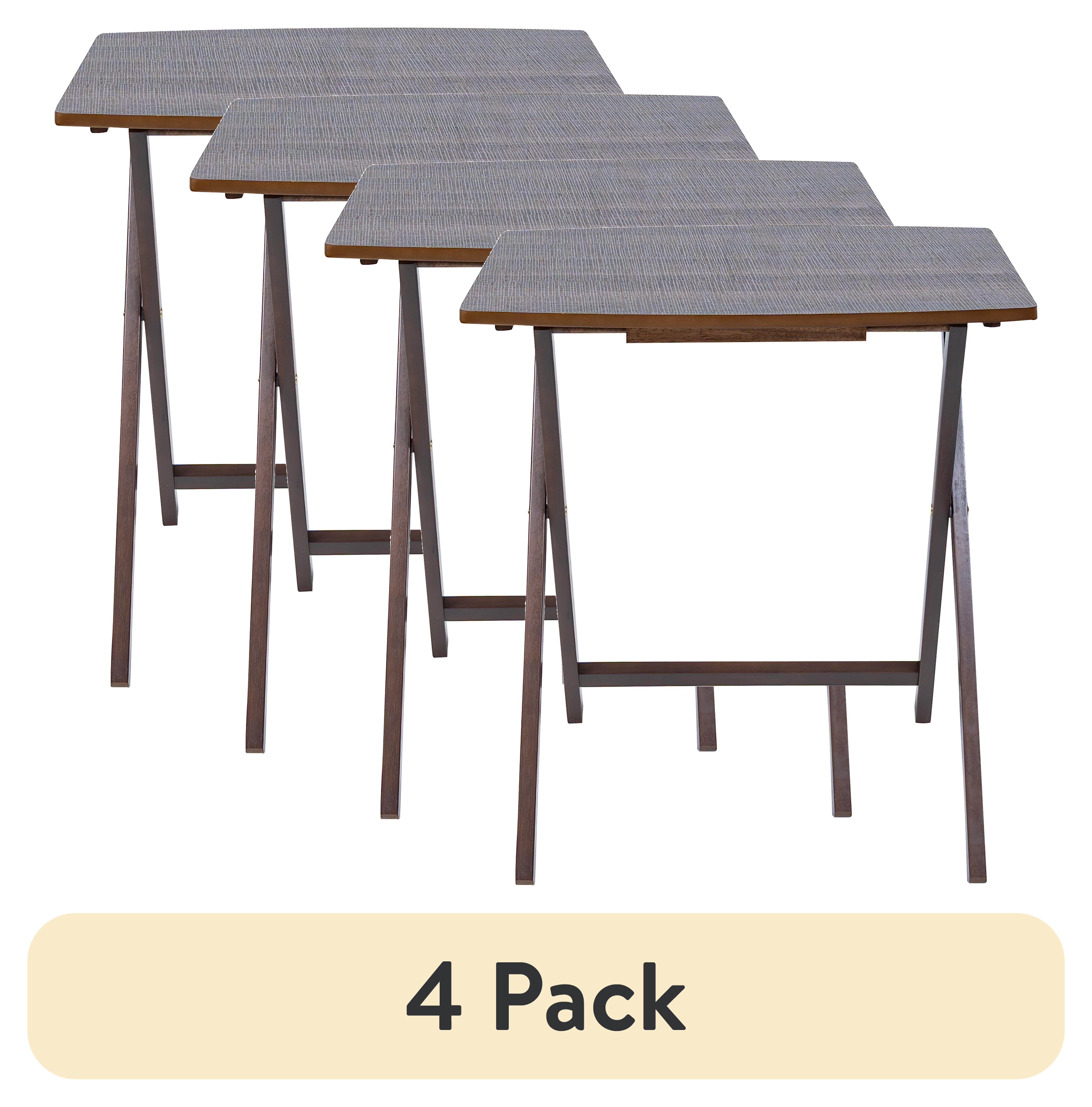 (4 pack) Mainstays Modern XL Oversized Folding Tray Table, Espresso
