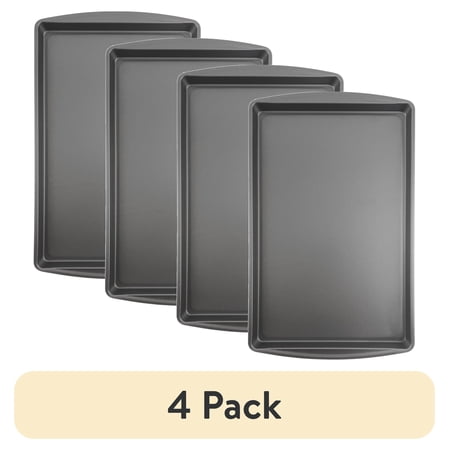 (4 pack) Mainstays Large Nonstick Cookie Sheet, 11.2 IN x 17.2 IN