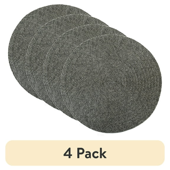 (4 pack) Mainstays Lava Polyester Round Table Placemat Graphite 15" Round