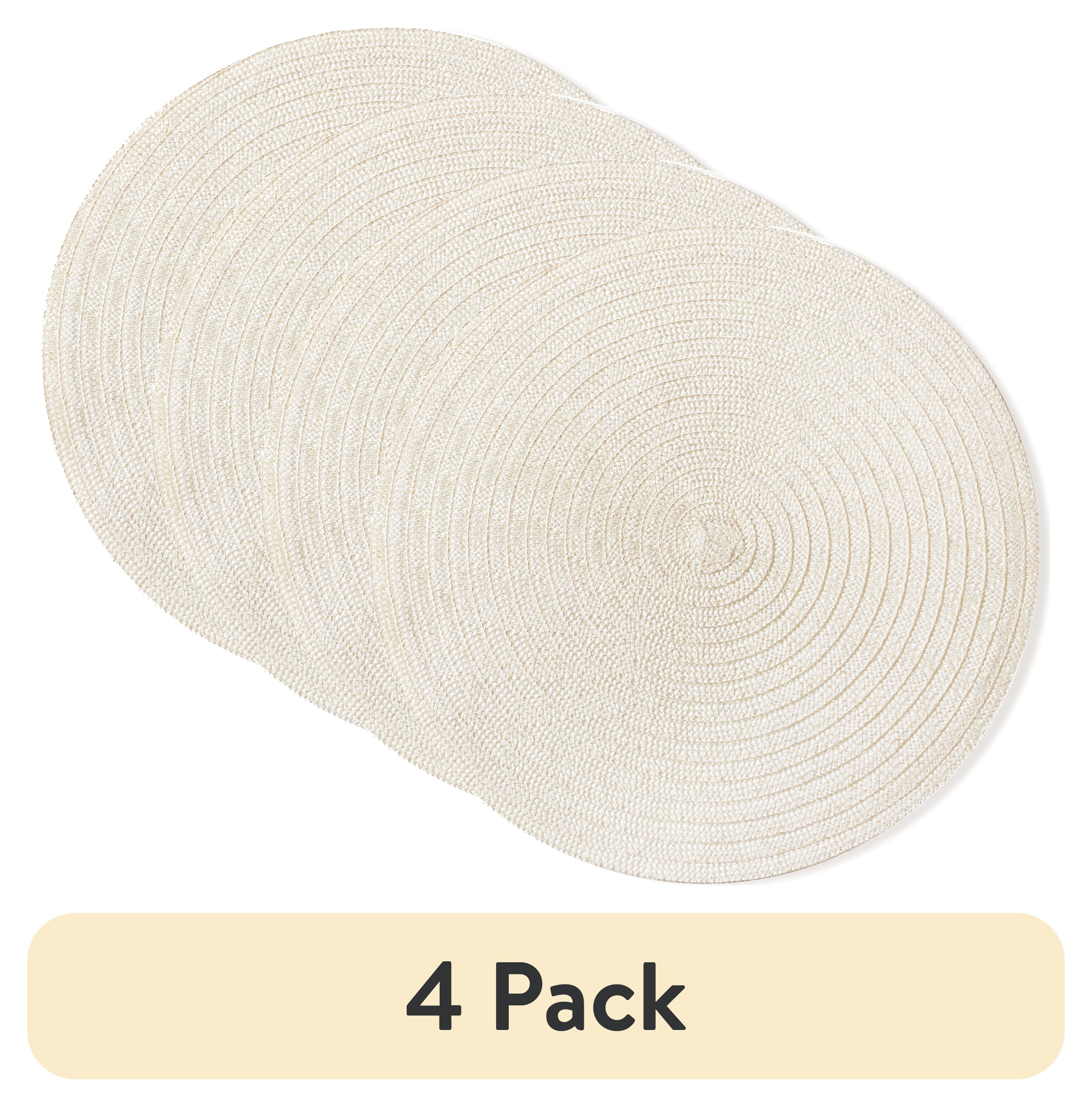 (4 pack) Mainstays Lava Polyester Round Table Placemat Vanilla 15" Round - Walmart.com
