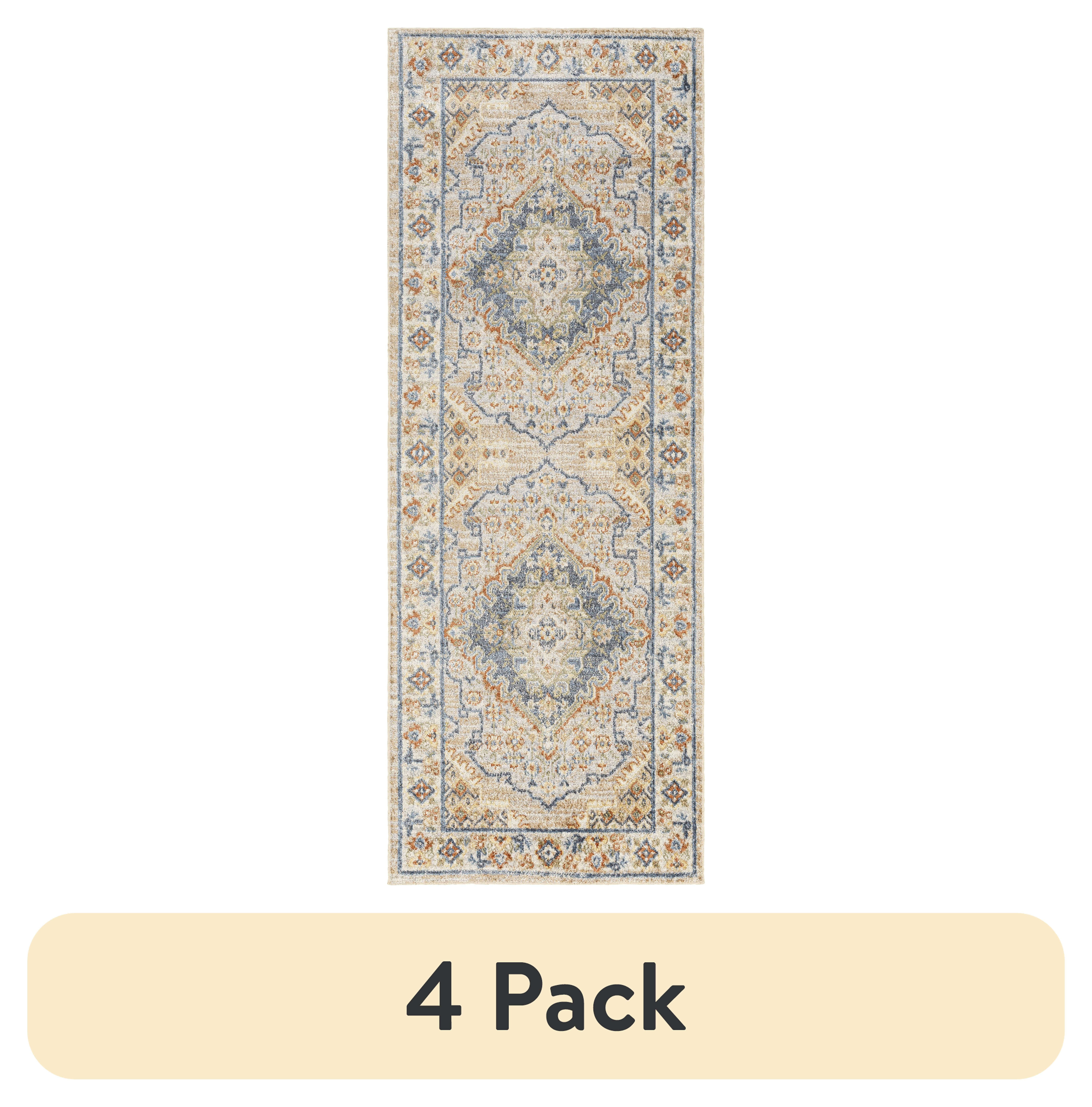 (4 pack) Mainstays Medallion Persian Runner Rug, 2 ft 5 in x 7 ft