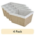 thumbnail image 1 of (4 pack) Mainstays Medium Tan Woven Paper Rope Decorative Storage Basket with Removable Liner, 13 in x 7.8 in x 9.8 in, 1 of 17