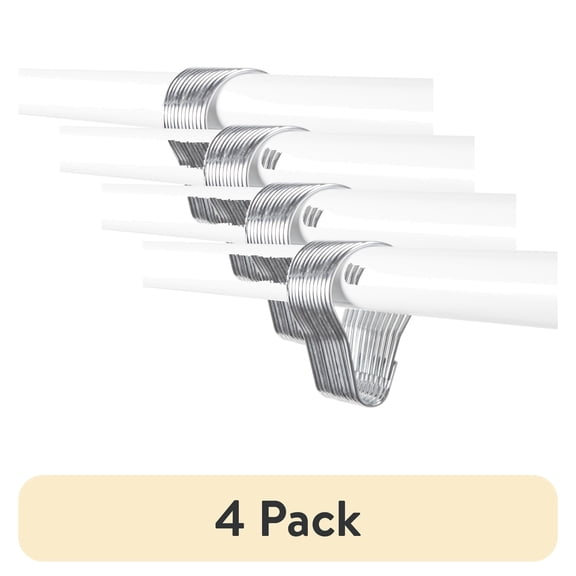 (4 pack) Mainstays 12 Metal Shower Rings, Chrome