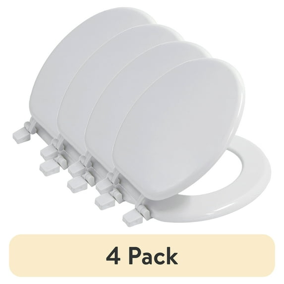 (4 pack) Mainstays Molded Wood Toilet Seat, White, Single Seat