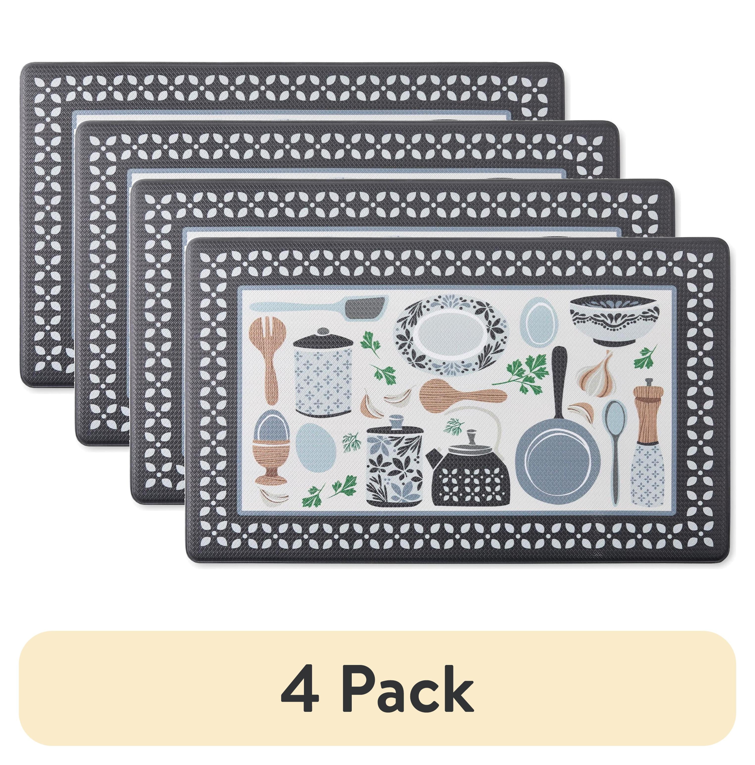 (4 pack) Mainstays Multicolor Kitchen Mat, Kitchen Utensils, 18"W x 30"L