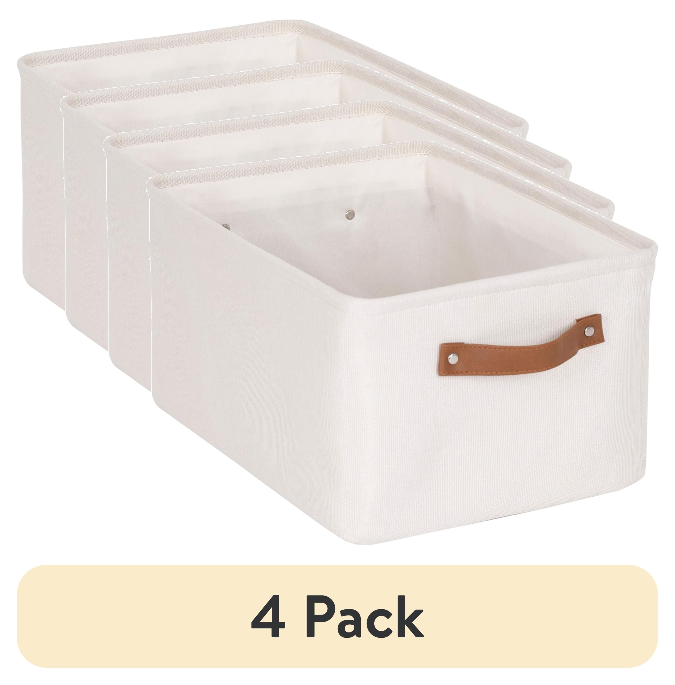 (4 pack) Mainstays Natural Canvas Polyester Storage Basket with Handles