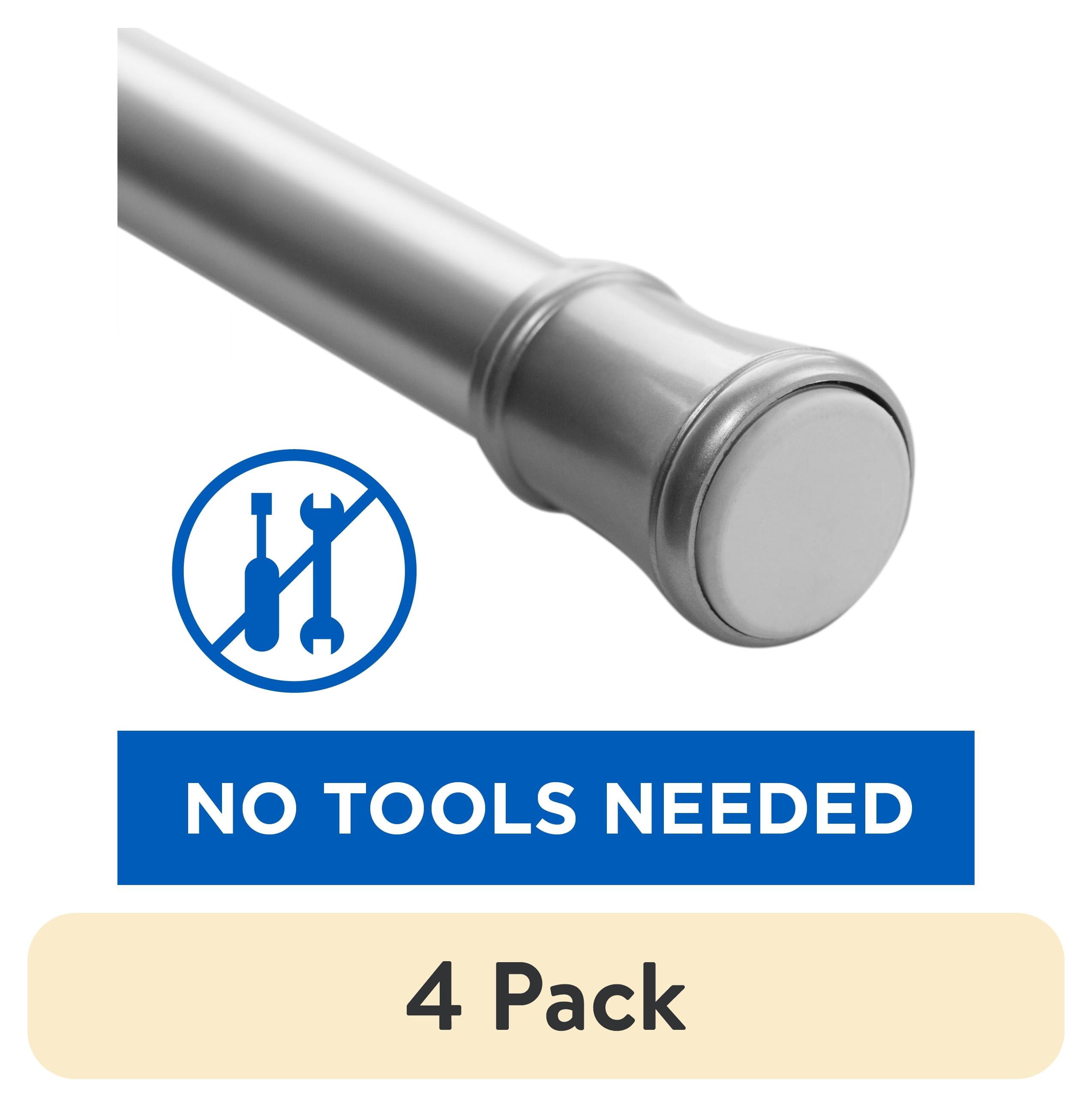 (4 pack) Mainstays Nickel Adjustable Tension Window Curtain Rod, 1" Diameter, Adjustable 48" - 84"
