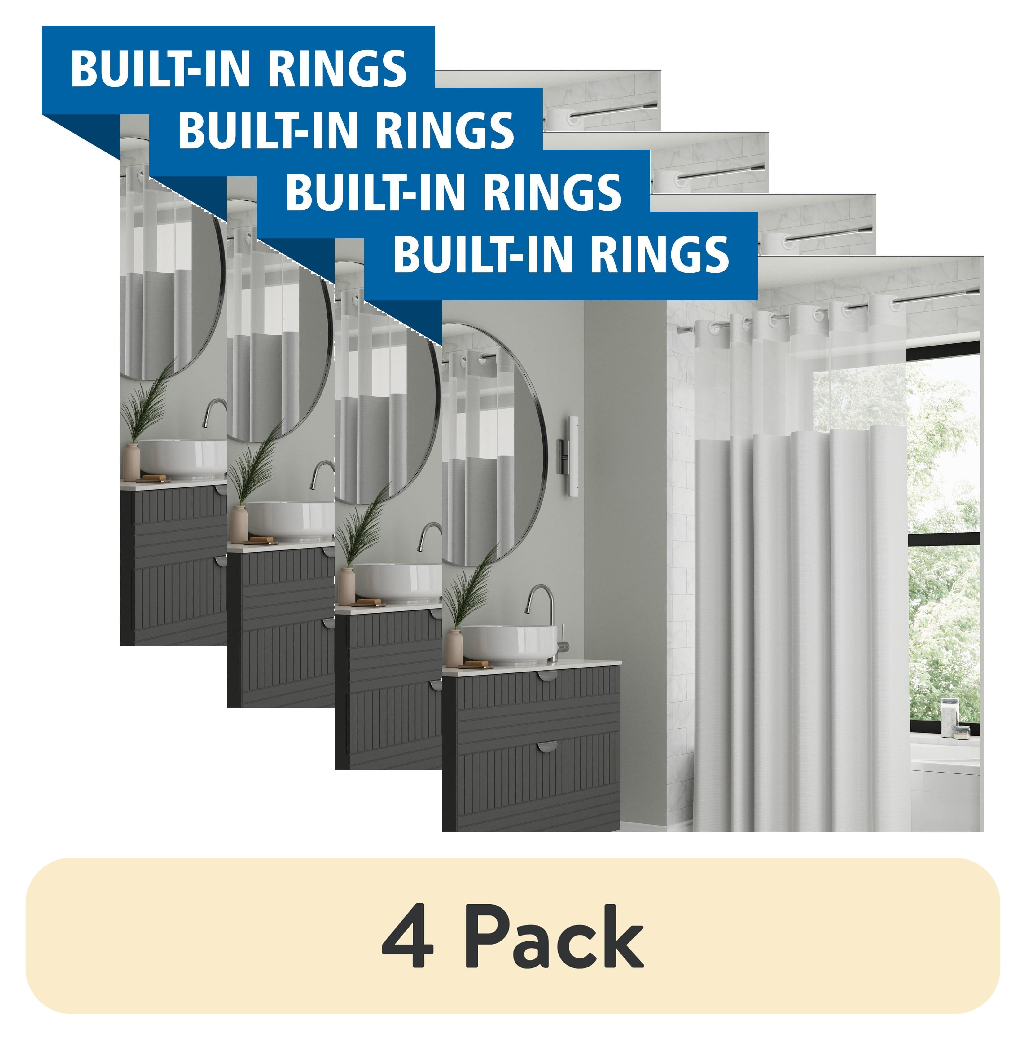 (4 pack) Mainstays Nolan Easy Hang Fabric Shower Curtain with View, 70" x 74", White