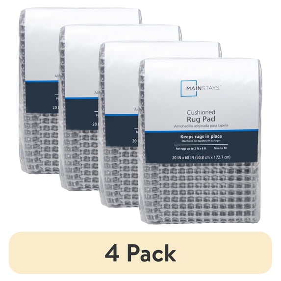 (4 pack) Mainstays Non-Skid Non-Slip Rug Pad, Gray, 2' x 6'