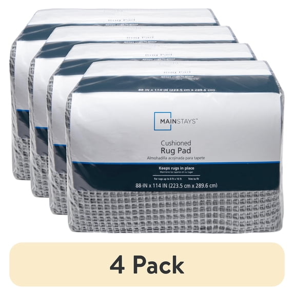 (4 pack) Mainstays Non-Skid Non-Slip Rug Pad, Gray, 8' x 10'