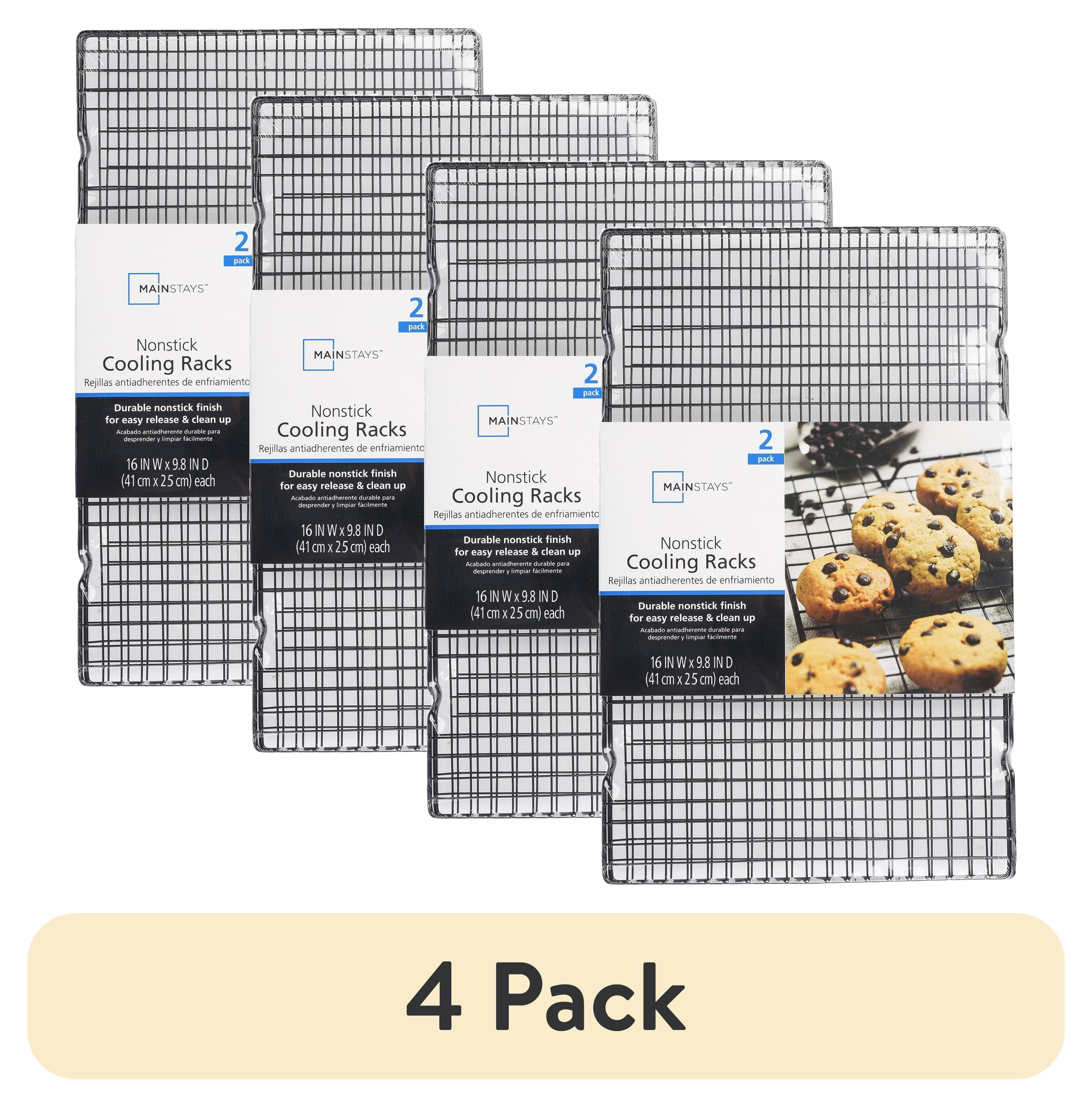 (4 pack) Mainstays Nonstick 16" x 10" Rectangular Carbon Steel Cooling Racks, 2 Count