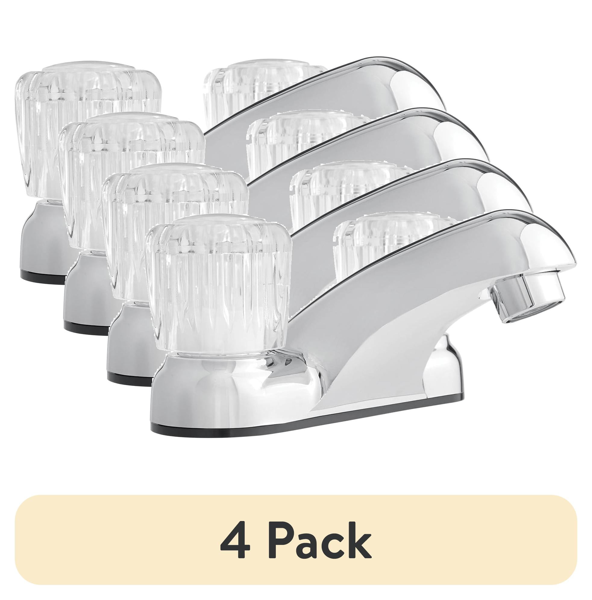 (4 pack) Mainstays Bathroom Faucet with Dual Acrylic Handles, Chrome Finish, Nonmetallic Body