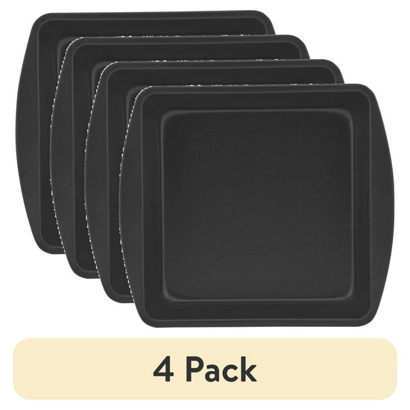 (4 pack) Mainstays Nonstick 7.6" x 7.6" x 1.8" Square Cake Pan, Brownie Pan, Dark Gray