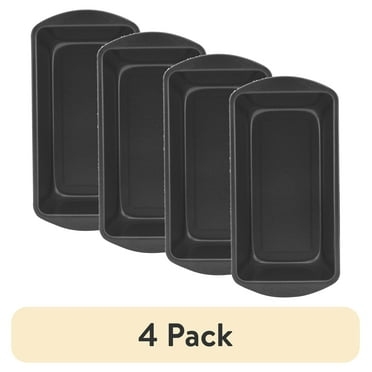 (4 pack) Mainstays Nonstick 8.4" x 4.4" x 2.4" Loaf Pan, Meatloaf and Bread Pan, Dark Gray