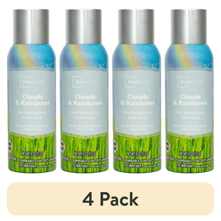 (4 pack) Mainstays Odor Neutralizing Room Spray, Clouds & Rainbows Air Fershner, 4 oz