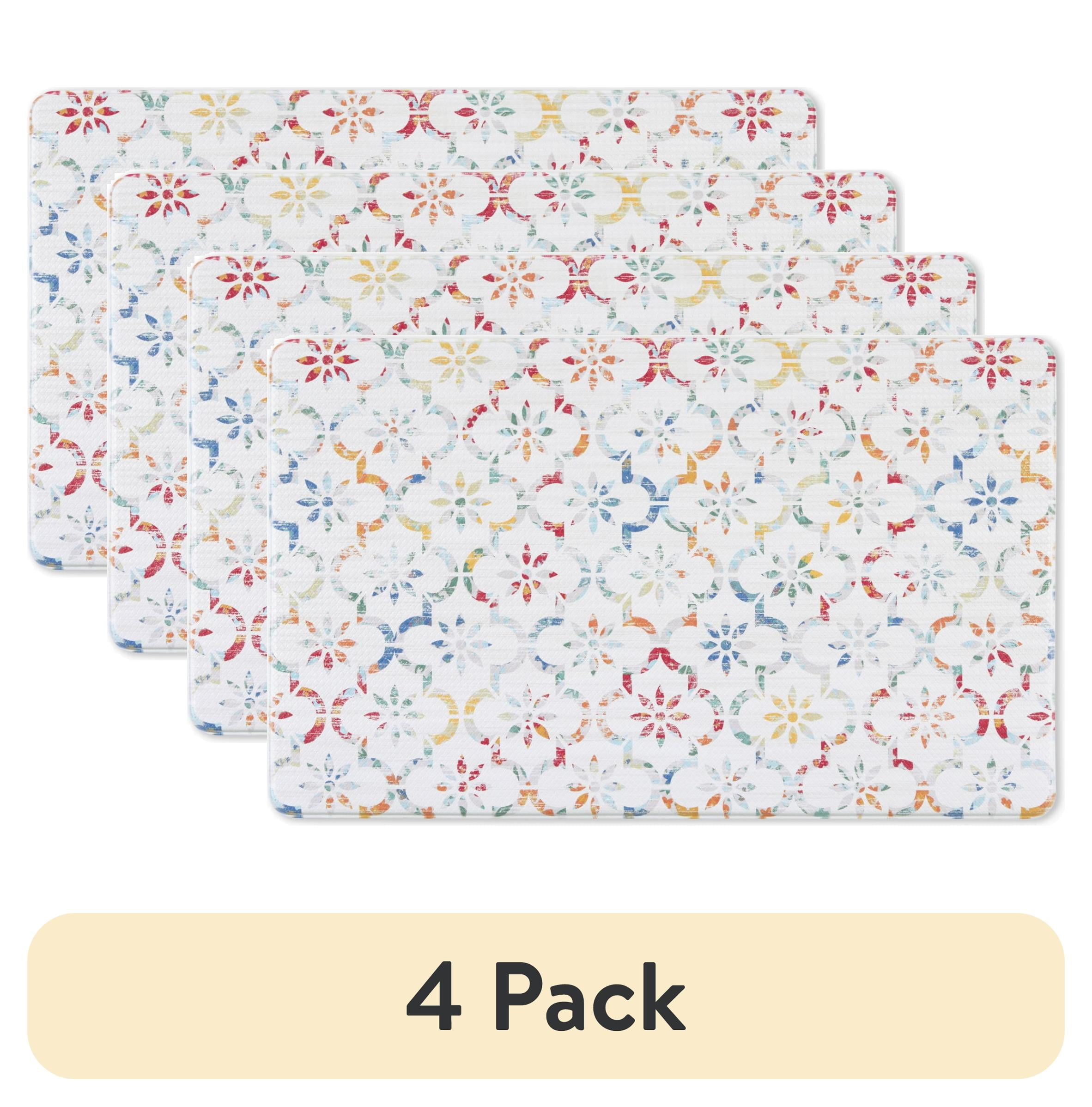 (4 pack) Mainstays Ogee Tile Kitchen Mat, Multicolor, 18" x 30"