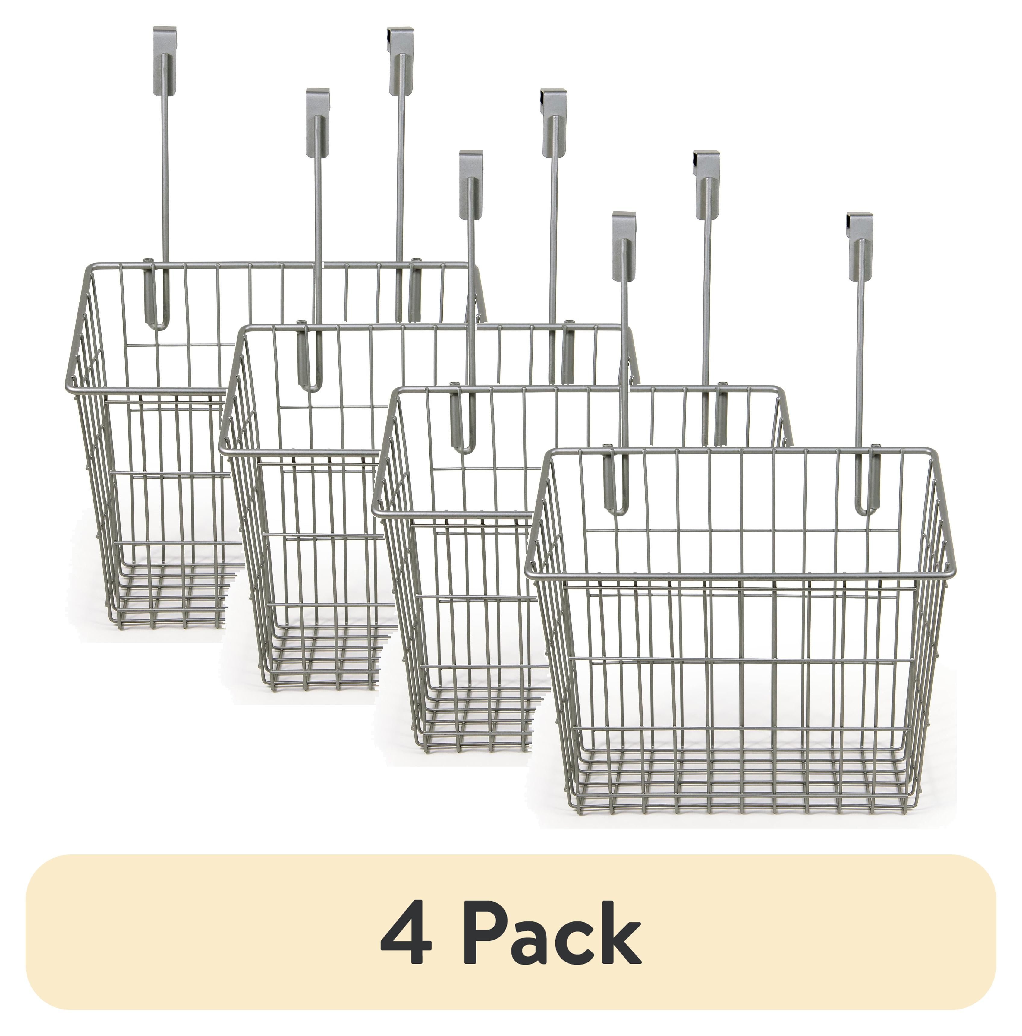 (4 pack) Mainstays Metal Wire Over-Cabinet Door Basket Organizer, Kitchen Cabinet Storage Basket for Pantry, Kitchen and Cabinet Organization, Medium
