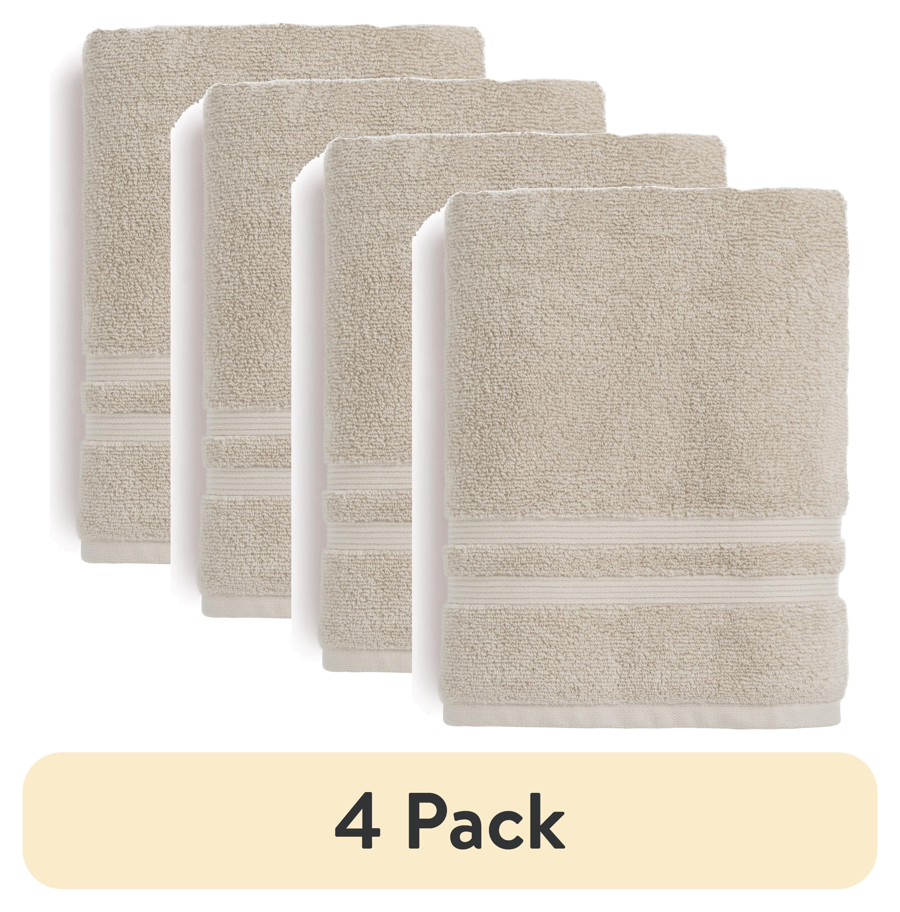 (4 pack) Mainstays Performance Bath Towel, Quick Dry, Fade Resistant, Beige, 30 in x 54 in
