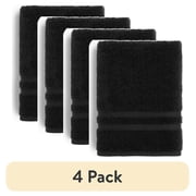 (4 pack) (4 pack) Mainstays Performance Cotton Bath Towel, Quick Dry, Fade Resistant, Black