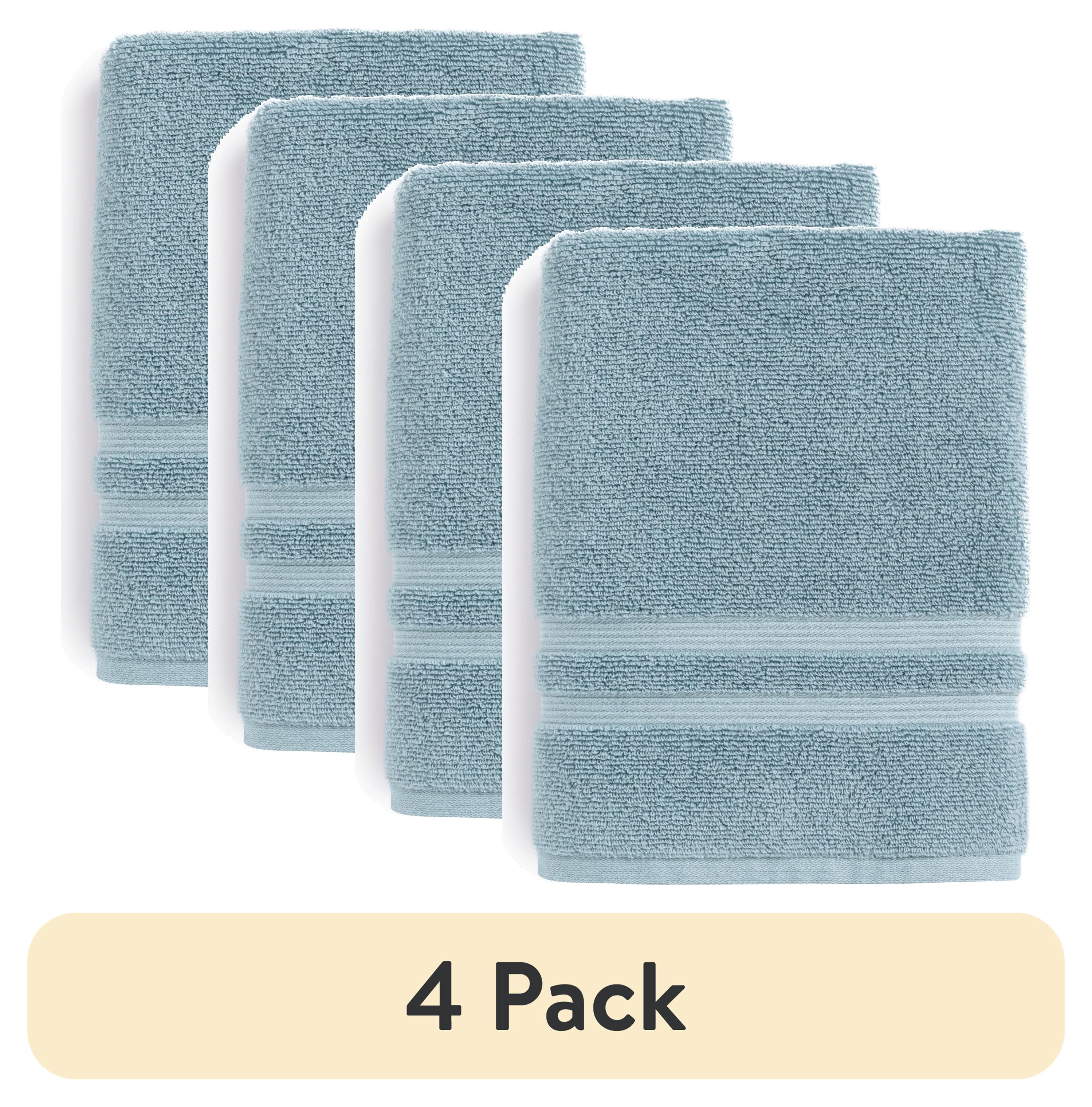 (4 pack) Mainstays Performance Bath Towel, Quick Dry, Fade Resistant, Blue Linen, 30 in x 54 in