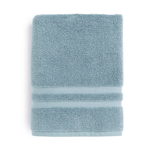 (4 pack) Mainstays Performance Cotton Bath Towel, Super Soft Quick Dry Fade Resistant, Solid Blue