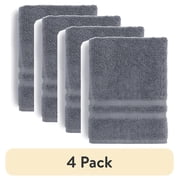 (4 pack) Mainstays Performance Cotton Bath Towel, Super Soft Quick Dry Fade Resistant, Solid Grey