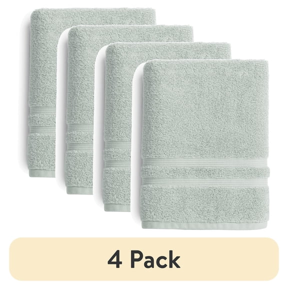 (4 pack) Mainstays Performance Bath Towel, Quick Dry, Fade Resistant