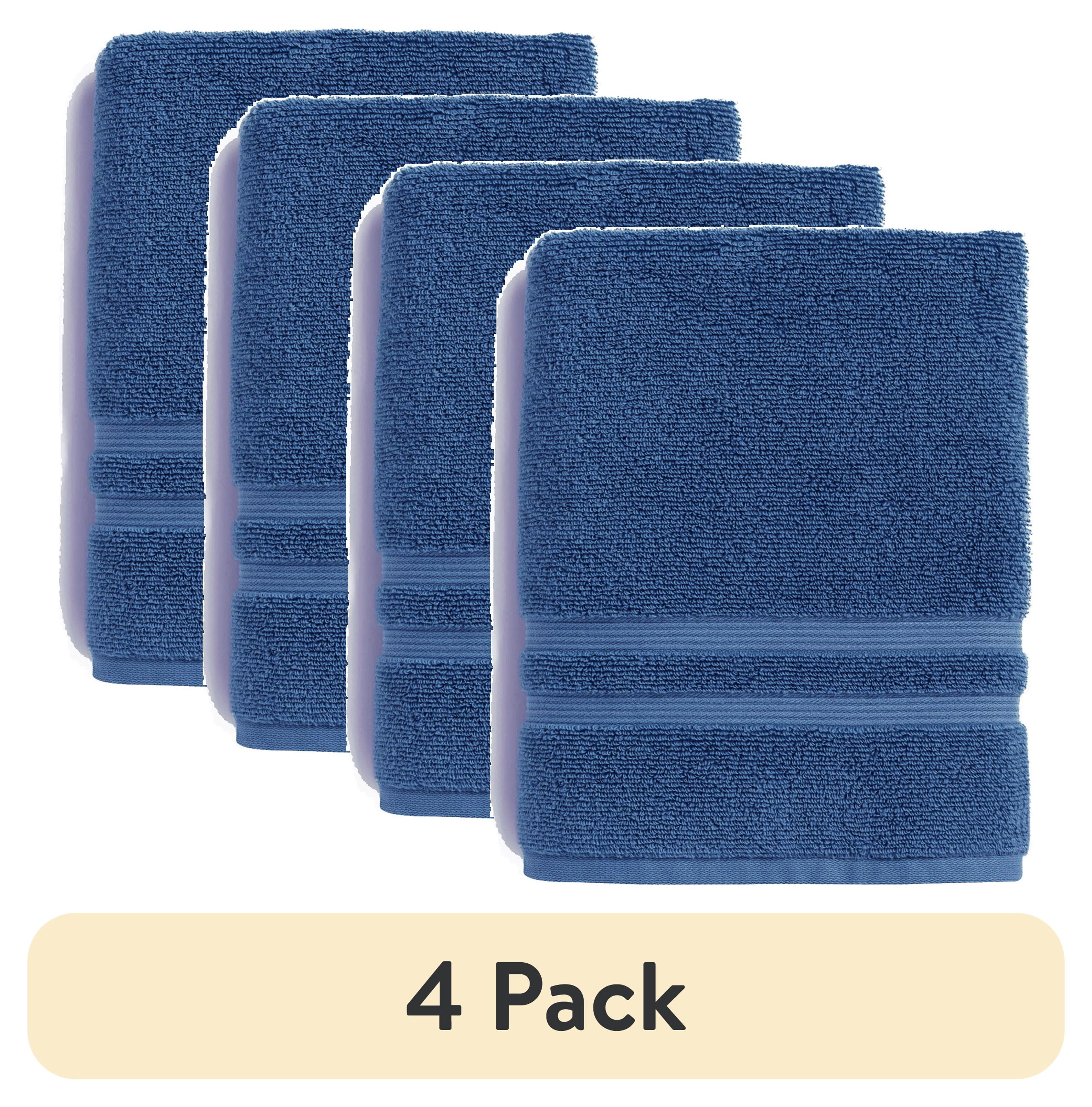 (4 pack) Mainstays Performance Bath Towel, Quick-Dry Cotton Blend, Super Soft, Fade-Resistant, Solid Navy