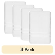 (4 pack) Mainstays Performance Cotton Bath Towel, Super Soft Quick Dry Fade Resistant, Solid White