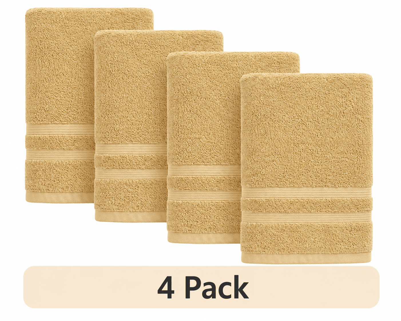 (4 pack) Mainstays Performance Bath Towel, Yellow, 54 in x 30 in