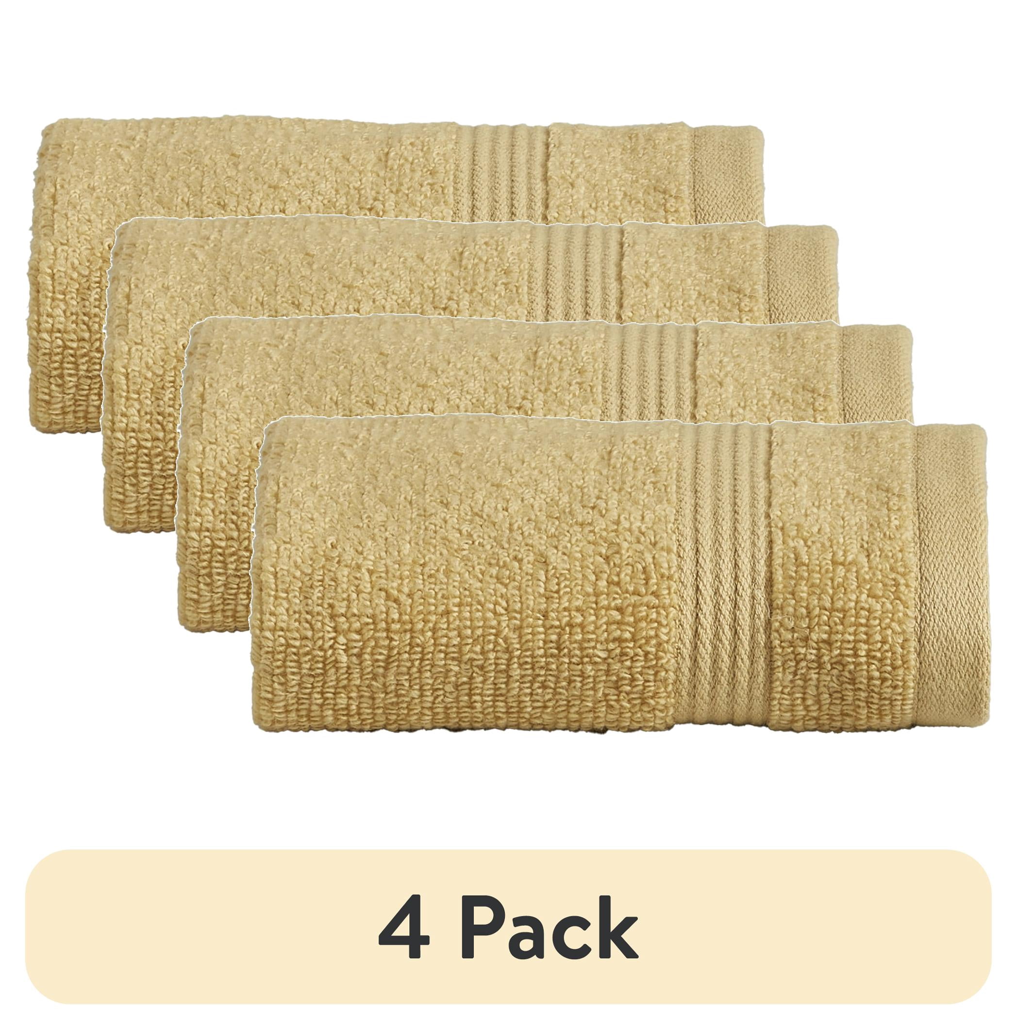 (4 pack) Mainstays Performance Cotton Washcloth, Super Soft Quick Dry Fade Resistant, Solid Yellow