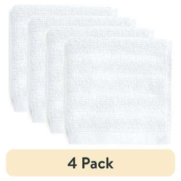 (4 pack) Mainstays Performance Textured Washcloth, 12" x 12", White