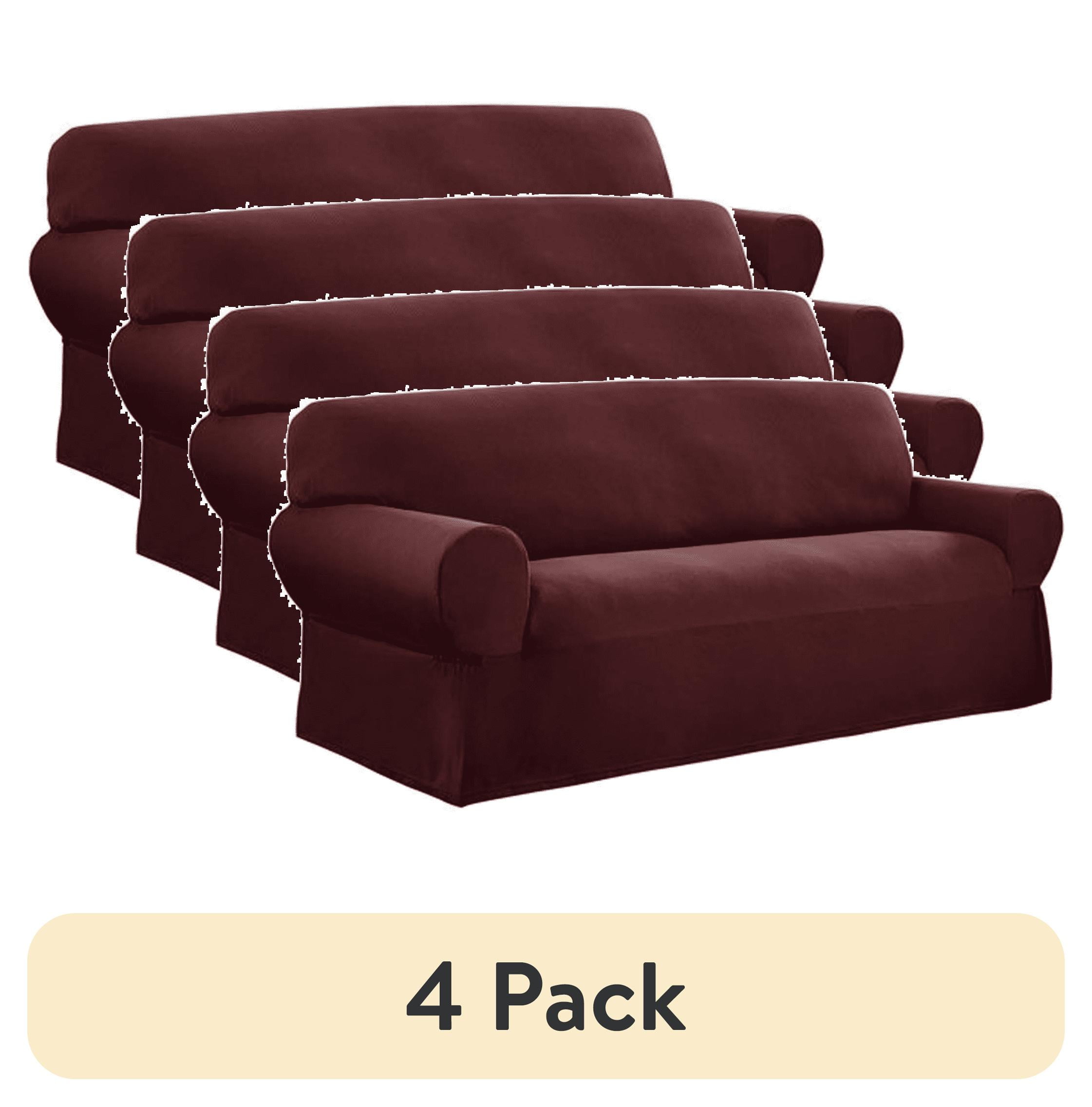 (4 pack) Mainstays Pixel 1-Piece Stretch Sofa Slipcover, Wine