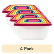 (4 pack) Mainstays Plastic Rainbow Food Storage Set, Multi Color, 14 Count, Best Used for Leftover Storage and Reheating