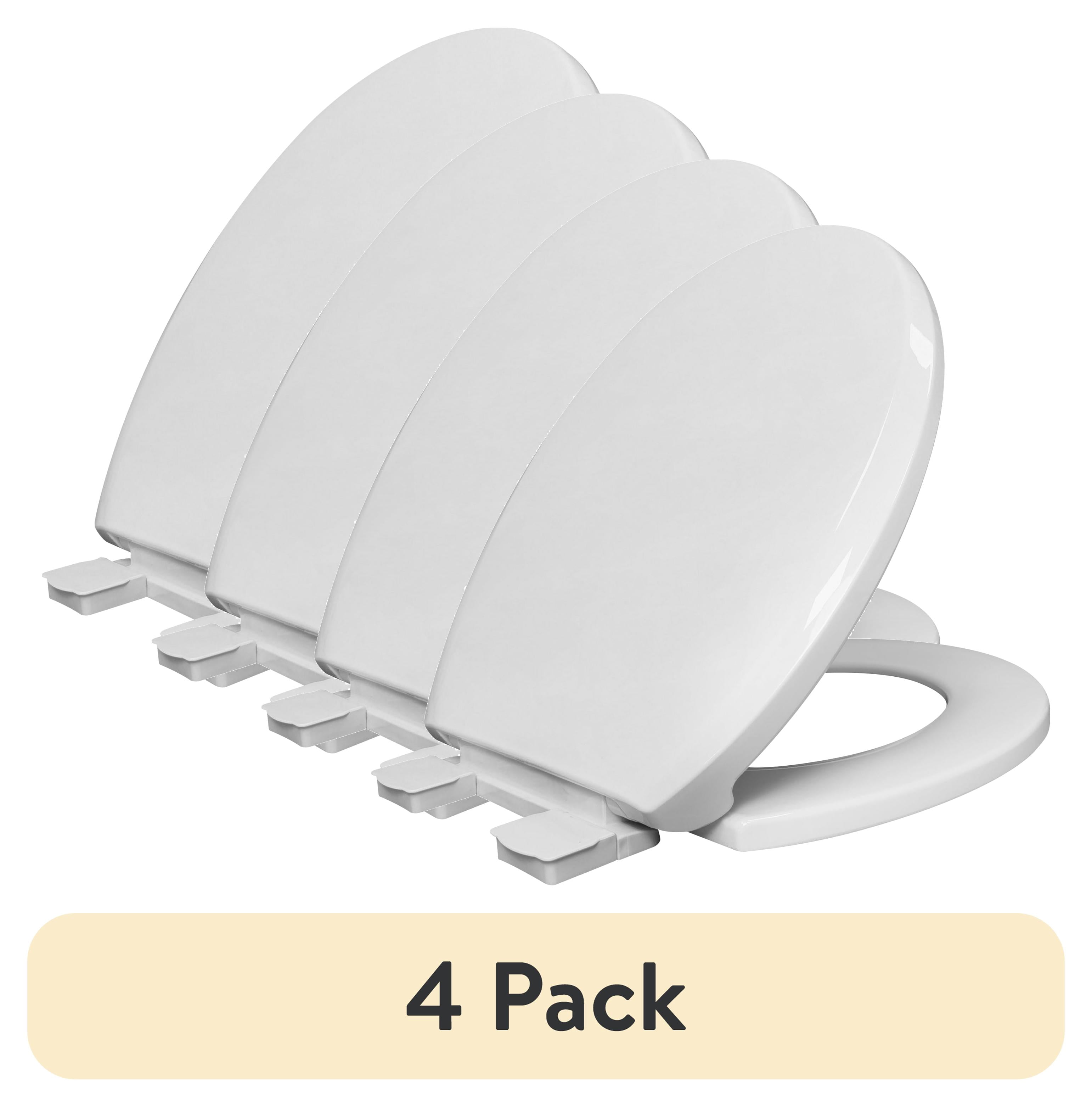 (4 pack) Mainstays Plastic Round Slow Close Toilet Seat in White