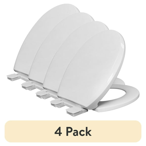 (4 pack) Mainstays Plastic Round Slow-Close Toilet Seat in White