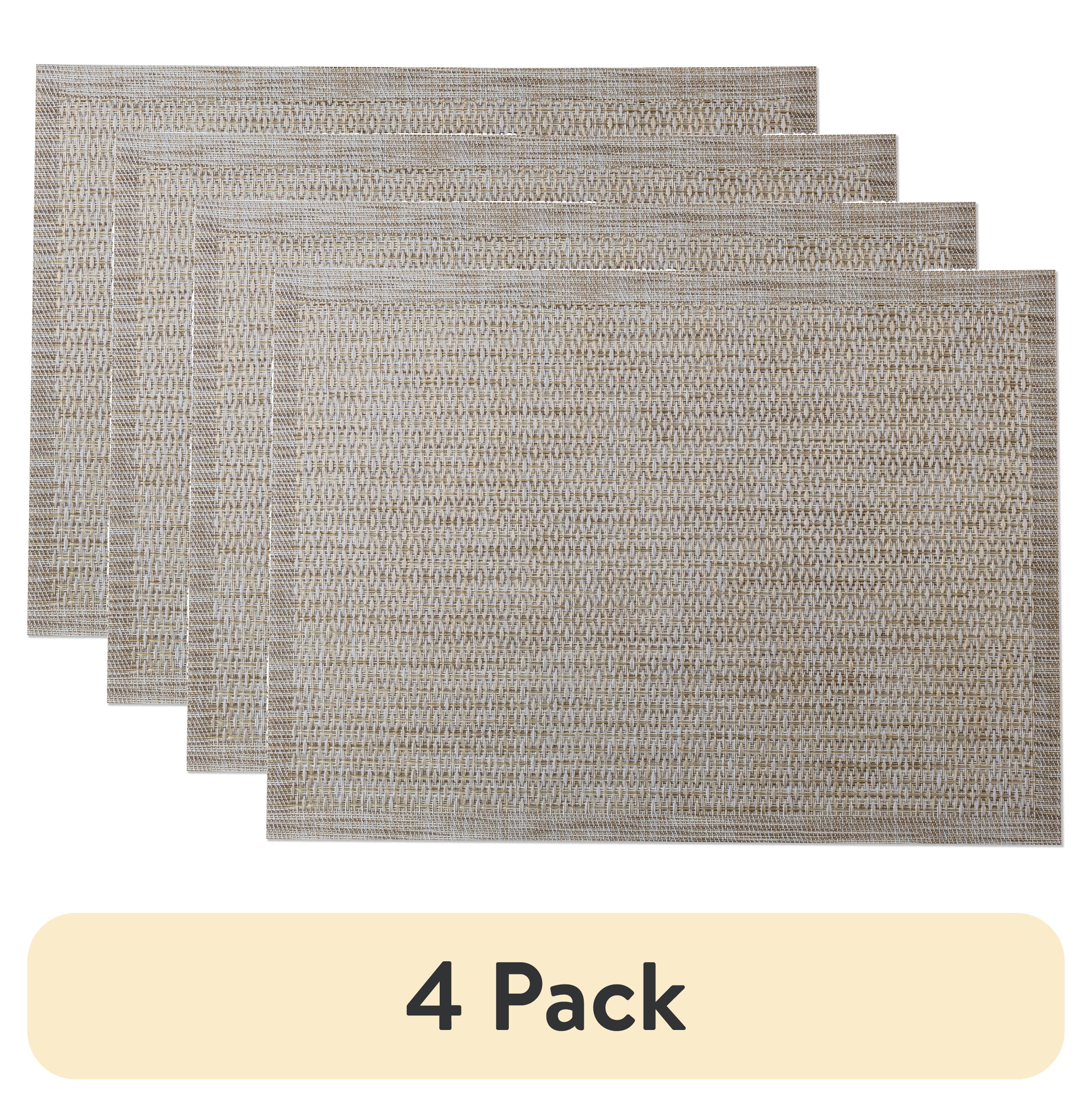 (4 pack) Mainstays Rainer Woven Vinyl Table Placemat Sand 13" x 18"